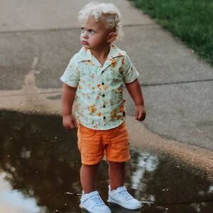 Morty Old timer my brother John yellow retro button up vintage style floral cott